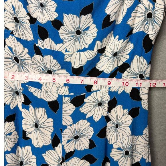 Reiss Miller Floral Print Square Neck Midi Dress Size 4 Ruched Back Front Slit - Picture 5 of 10